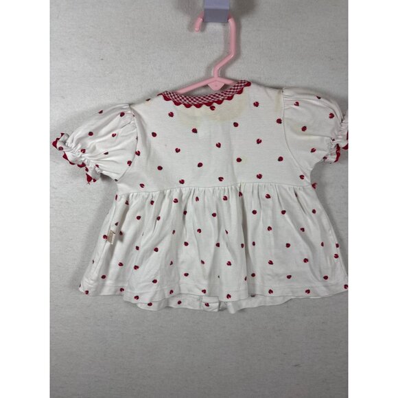 Celebrity Kids Baby Girls Ladybug Dress Size 12M With Gingham Trim & Pockets - Picture 6 of 8